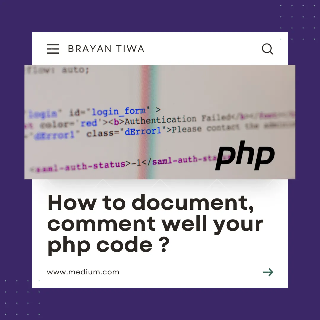 Document well, comment your php code